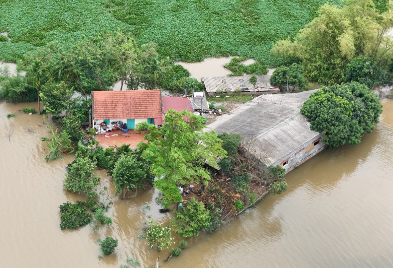 Một khu vực tại xã Lại Vật, huyện Ba Vì bị cô lập do nước dâng cao. Một khu vực tại xã Lại Vật, huyện Ba Vì bị cô lập do nước dâng cao.