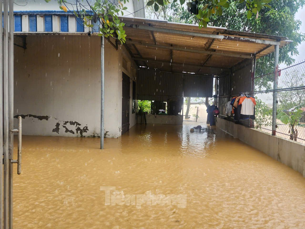 Trao đổi với PV Báo Tiền Phong, bà Nguyễn Thị Mùi - Phó Chủ tịch UBND xã Nam Phương Tiến (huyện Chương Mỹ) biết, đến trưa nay nước sông Bùi đã bằng mặt đê và tràn vào khu dân cư, trong đó một phần thôn Nhân Lý bị ngập. Dự kiến, trong tối nay và ngày mai, nước sông Bùi tiếp tục dâng cao gây ngập thêm nhiều khu dân cư. Chính quyền địa phương đã hướng dẫn người dân di chuyển tài sản, vật nuôi lên cao để tránh bão.