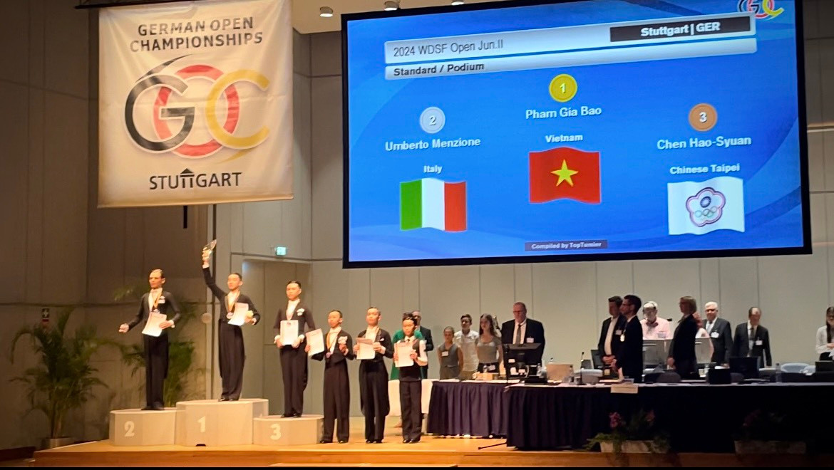 Thành tích của Phạm Gia Bảo đem lại niềm tự hào lớn cho khiêu vũ thể thao Việt Nam.