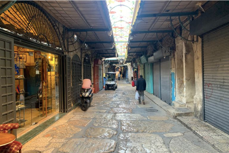 Khu phố Thiên Chúa giáo ở Jerusalem vắng vẻ trong Giáng sinh năm nay. (Ảnh: Al Jazeera)