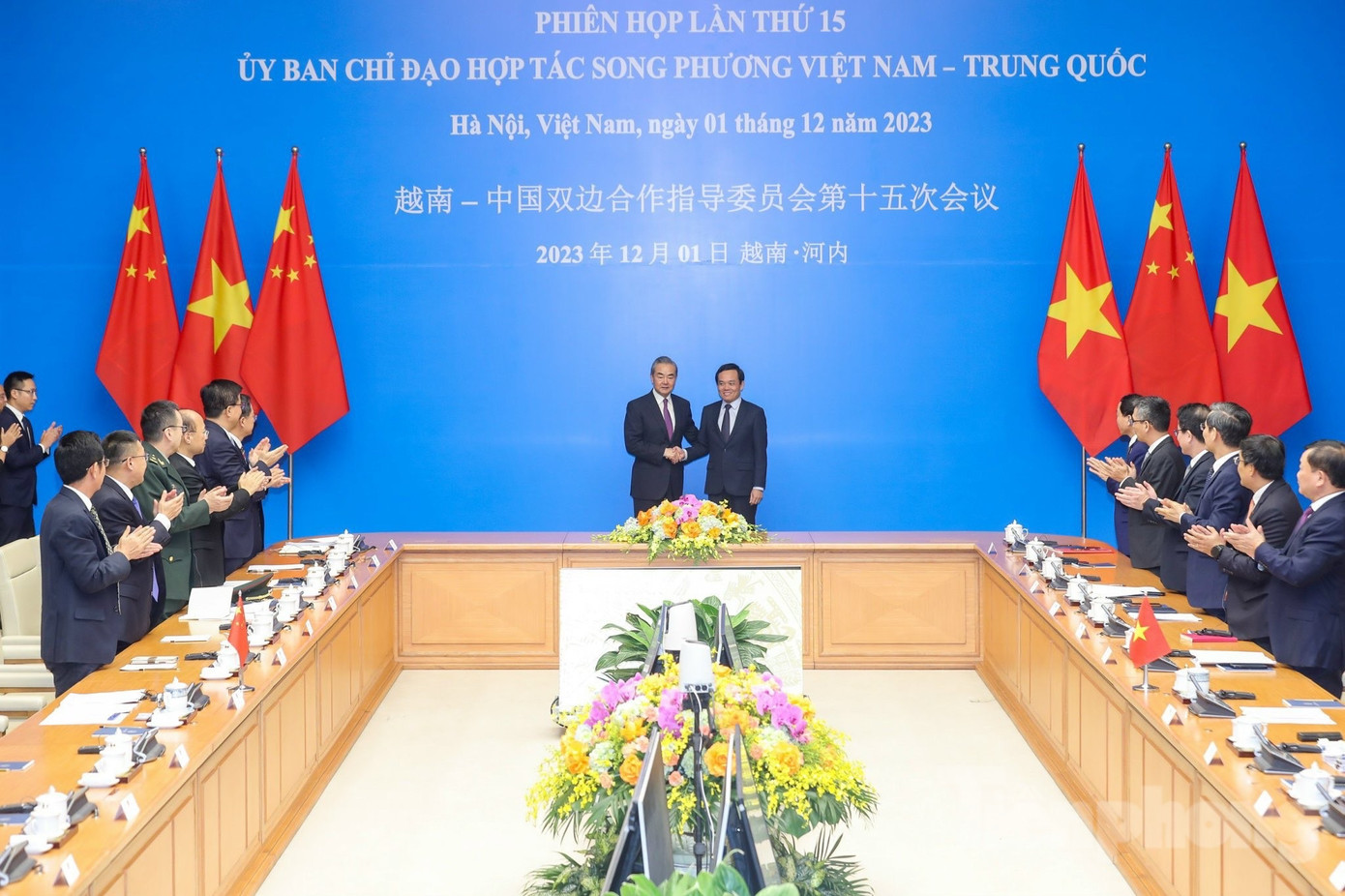 Hai bên điểm lại những tiến triển mới trong quan hệ song phương kể từ sau Phiên họp lần thứ 14 và bàn phương hướng hợp tác trong thời gian tới. (Ảnh: Như Ý) Hai bên điểm lại những tiến triển mới trong quan hệ song phương kể từ sau Phiên họp lần thứ 14 và bàn phương hướng hợp tác trong thời gian tới. (Ảnh: Như Ý)