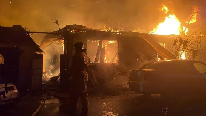 Hiện trường một vụ cháy ở Kursk. Ảnh: Pravda