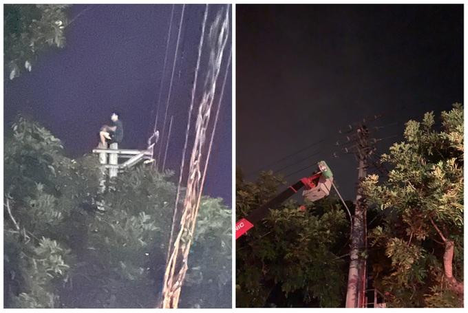 Thanh niên được đưa xuống an toàn (Ảnh; Công an tỉnh Lào Cai)