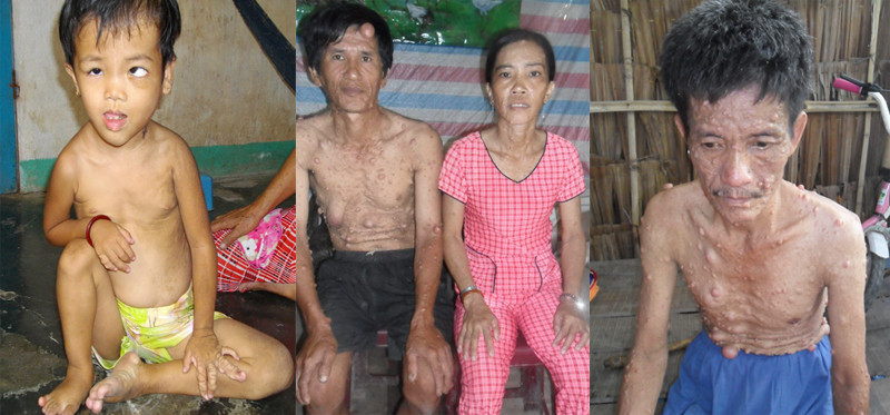 Từ trái sang: cháu Đinh Thị Hồng Thắm, vợ chồng ông Nô bà Kỵ, ông Lương Gia Lộc. Ảnh: Hoà Hội