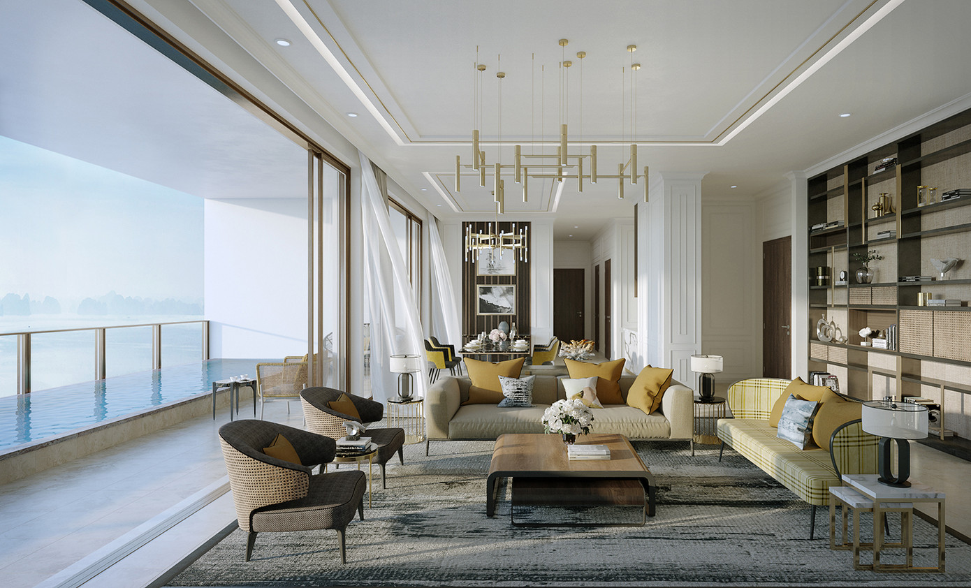 “Biệt thự trên không” Sky Residences của InterContinental Residences Halong Bay. Ảnh: BIM Land.