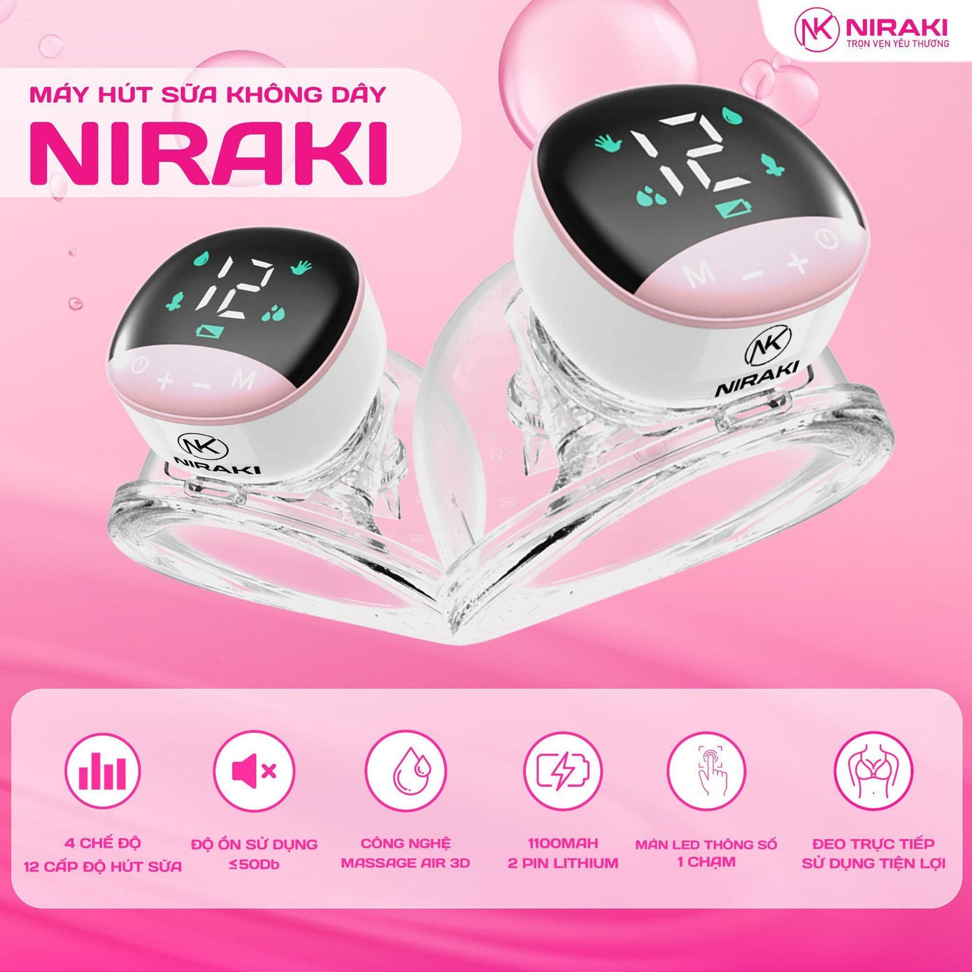 Máy hút sữa không dây Niraki NK-373 được rất nhiều mẹ bỉm lựa chọn