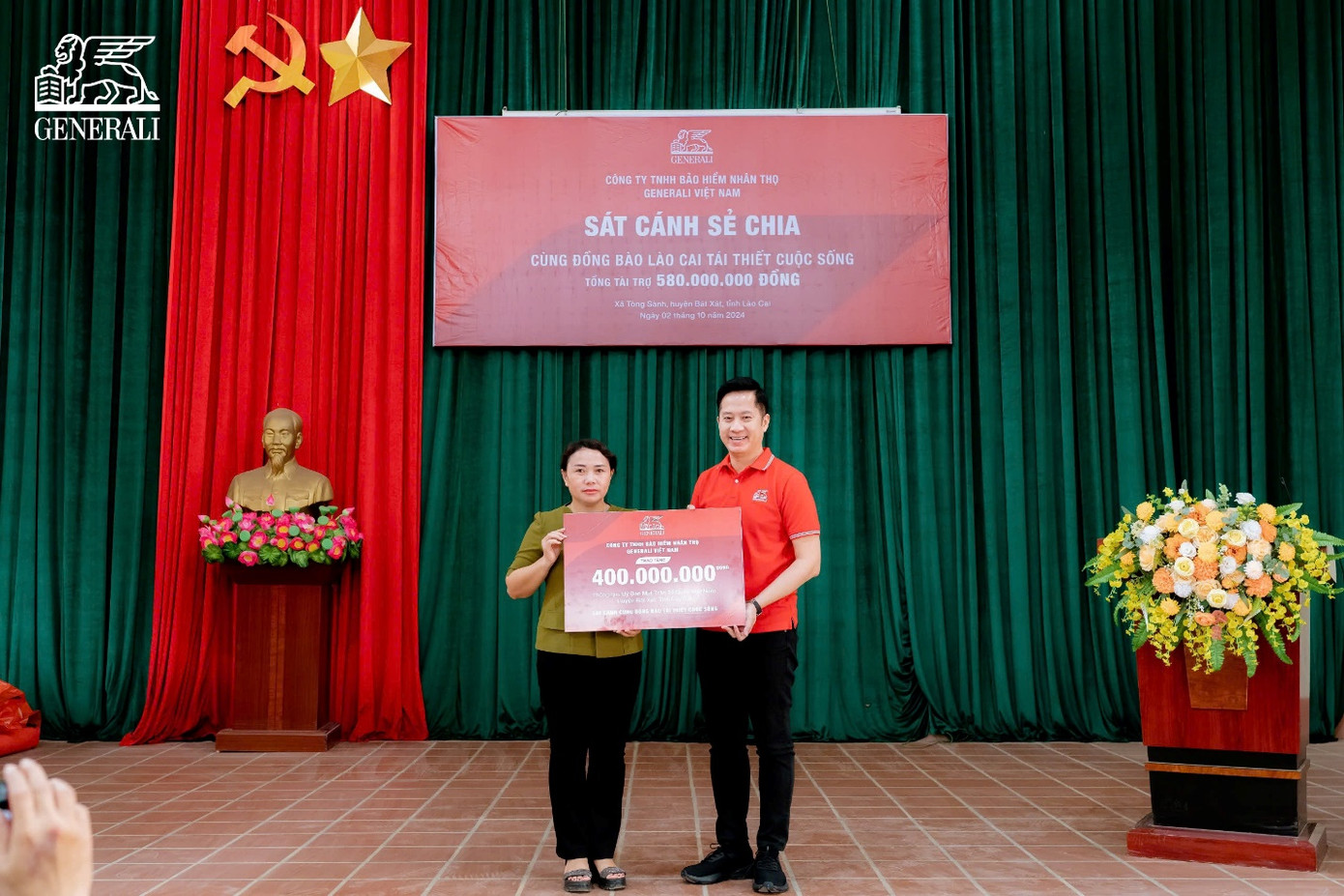 Số tiền tài trợ được UBMTTQ huyện Bát Xát, tỉnh Lào Cai dùng triển khai các hoạt động tái thiết cuộc sống cho người dân