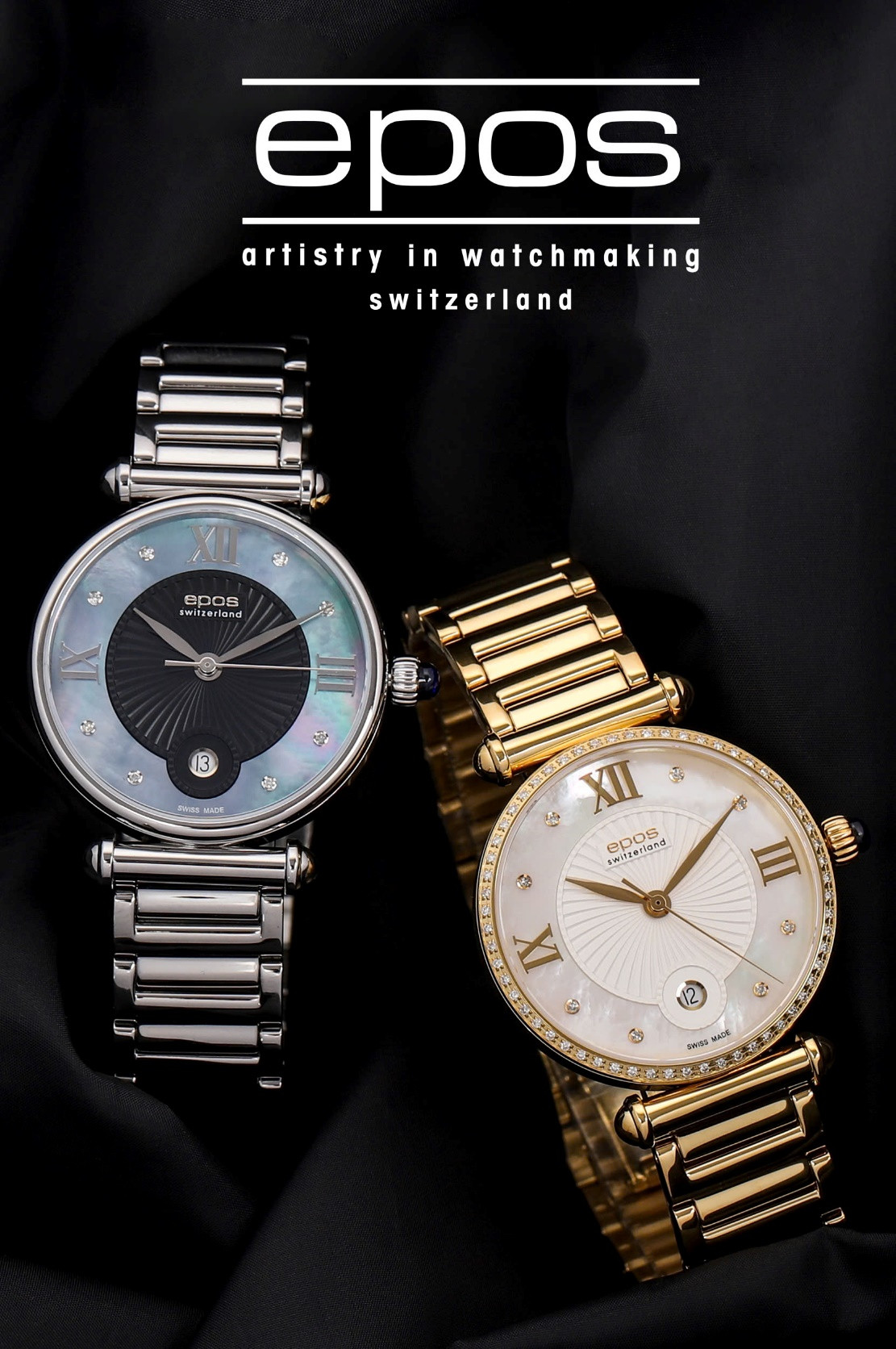 Đồng hồ nữ Epos Thụy Sĩ được gắn các viên kim cương tự nhiên quý giá mang lại vẻ đẹp sang trọng, đẳng cấp