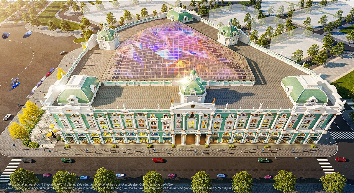 Điểm nhấn của tổ hợp là mái vòm kính lớn lên tới 4.600m2 trang trí ánh sáng LED hiện đại, không gian công cộng và tổ chức sự kiện, thương mại trong nhà dành cho cư dân khu đô thị và du khách hiện đại bậc nhất Quảng Ninh