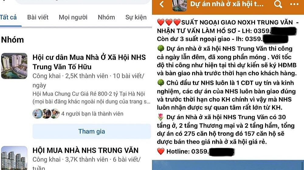 "Cò" đất, sàn môi giới rao bán rầm rộ dự án NƠXH NHS Trung Văn (quận Nam Từ Liêm, Hà Nội) khi chưa đủ điều kiện với khoản “phí hồ sơ” lên đến hàng trăm triệu đồng/căn hộ.