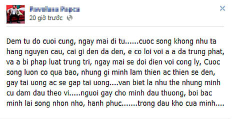 Một đoạn "thú tội" được Khuyến viết trên facebook cá nhân sau khi gây án . Một đoạn