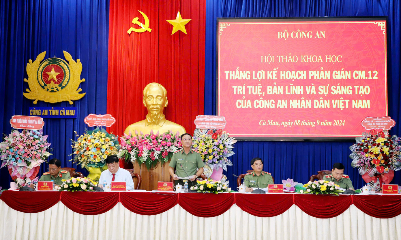 Trung tướng Phạm Thế Tùng, Thứ trưởng Bộ Công an chủ trì hội thảo.