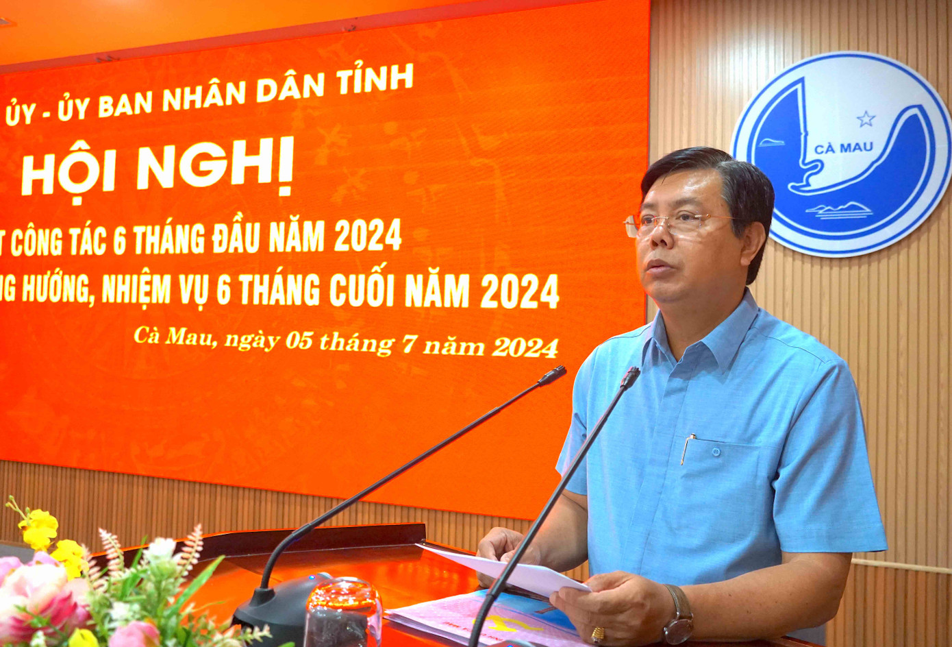 Bí thư Tỉnh uỷ Cà Mau Nguyễn Tiến Hải phát biểu chỉ đạo tại hội nghị.