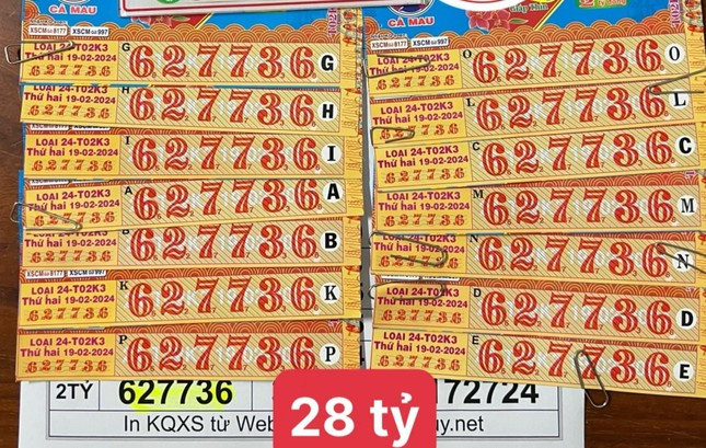 Hình ảnh 14 tờ vé số trúng giải đặc biệt do Xổ số Cà Mau phát hành. Hình ảnh 14 tờ vé số trúng giải đặc biệt do Xổ số Cà Mau phát hành.