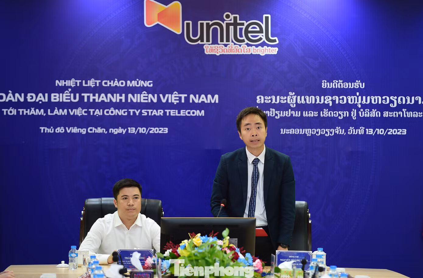 Ông Nguyễn Hoàng Minh giới thiệu về công ty. Ảnh: Xuân Tùng Ông Nguyễn Hoàng Minh giới thiệu về công ty. Ảnh: Xuân Tùng