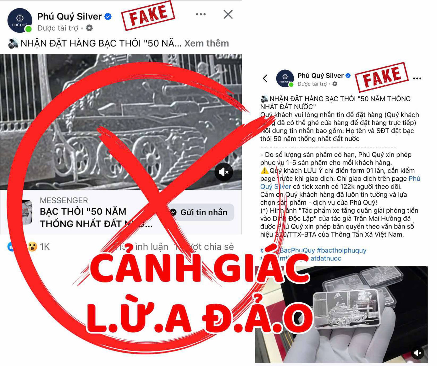 Trước tình trạng nhiều trang giả mạo, Tập đoàn Vàng bạc đá quý Phú Quý khuyến cáo người dân ưu tiên giao dịch trực tiếp.