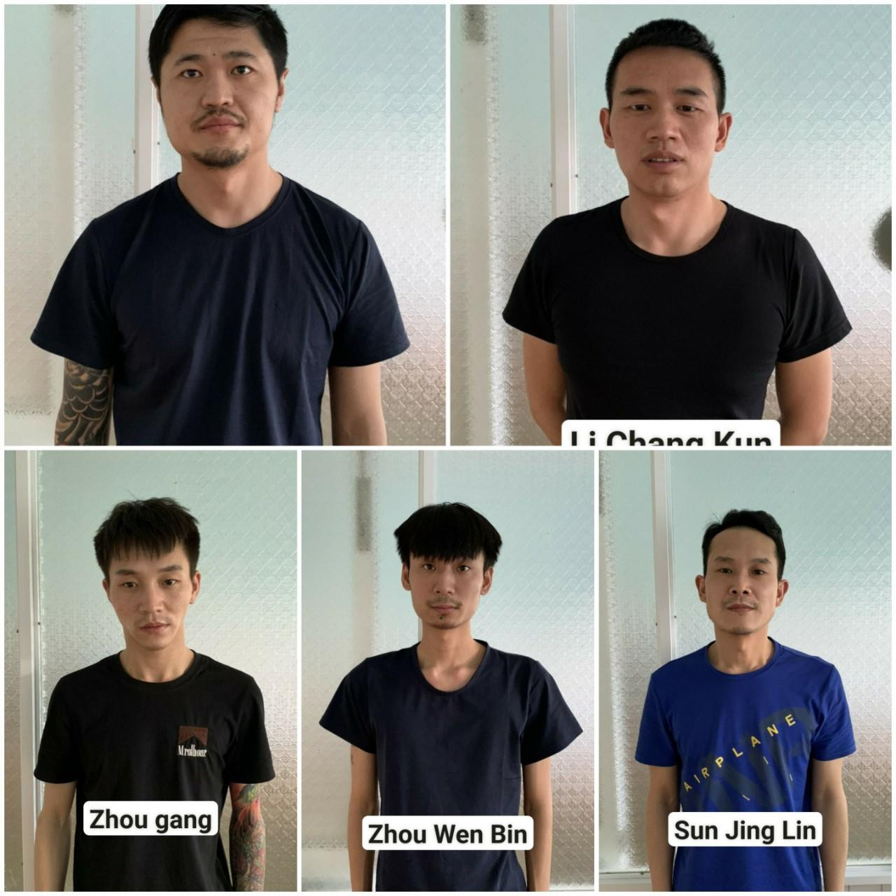 5 đối tượng Trung Quốc trong đường dây của Bùi Đức Hoàn. Ảnh: Phòng ANĐT