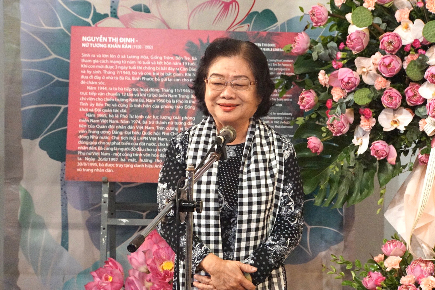 Bà Trương Mỹ Hoa, nguyên Bí thư Trung ương Đảng, nguyên Phó Chủ tịch nước phát biểu tại sự kiện.