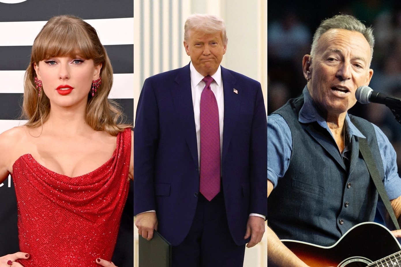 Trước bà Harris, ông Trump chỉ trích Taylor Swift và Bruce Springsteen. Ảnh: Rolling Stone.
