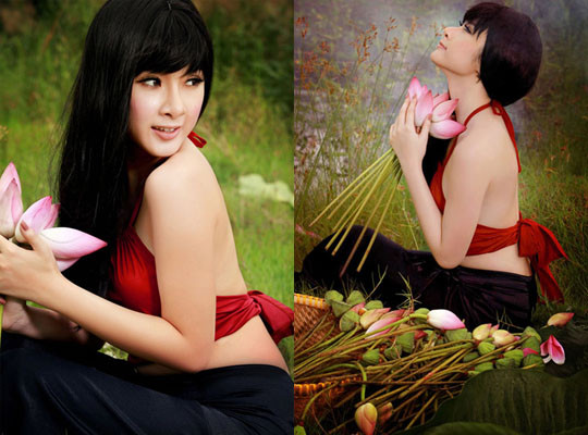 Angela Phương Trinh có nhiều shot hình gợi cảm với trang phục áo yếm