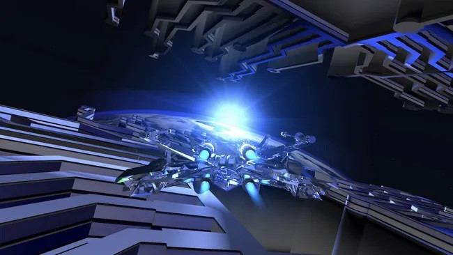 Hình minh họa về tàu vũ trụ thế hệ tiếp theo rời khỏi nhà chứa máy bay. (Ảnh: Devrimb)