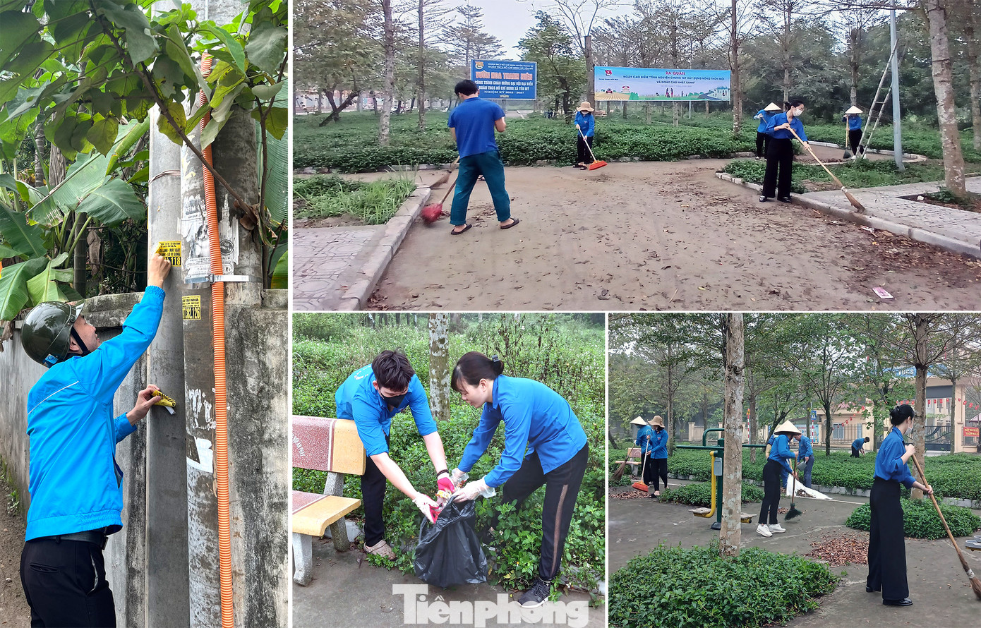 Đoàn viên thanh niên xã Yên Mỹ, huyện Thanh Trì (Hà Nội) vệ sinh môi trường trong Ngày Chủ nhật xanh. Ảnh: CTV Đoàn viên thanh niên xã Yên Mỹ, huyện Thanh Trì (Hà Nội) vệ sinh môi trường trong Ngày Chủ nhật xanh. Ảnh: CTV