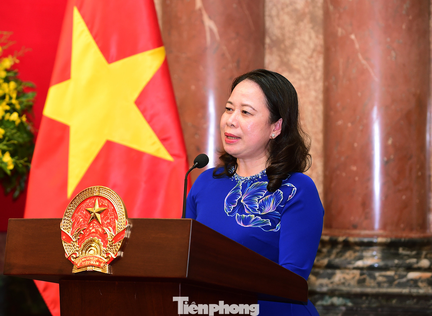 Quyền Chủ tịch nước Võ Thị Ánh Xuân phát biểu tại chương trình. Ảnh: Xuân Tùng