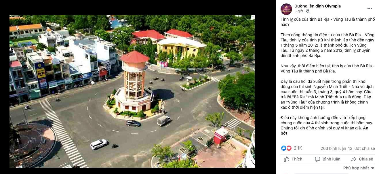 Bài đăng trên fanpage chương trình. Ảnh chụp lại Bài đăng trên fanpage chương trình. Ảnh chụp lại