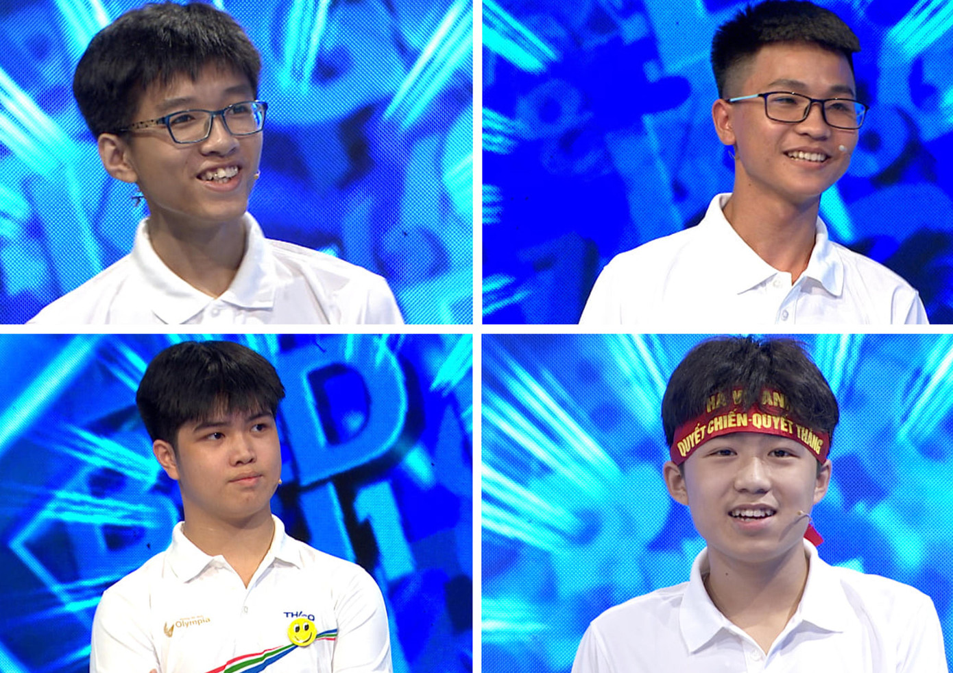 Bốn thí sinh đầu tiên &quot;xông đất&quot; Đường lên đỉnh Olympia năm thứ 22. Ảnh: FBCT