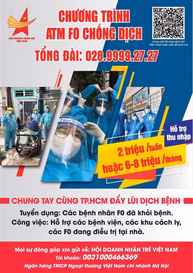 Các cá nhân, tổ chức, doanh nghiệp cũng hoàn toàn có thể góp sức để ATM có thêm ngân sách hỗ trợ thu nhập cho các F0 đã khỏi bệnh và hỗ trợ các y bác sĩ chăm sóc điều trị các ca F0.