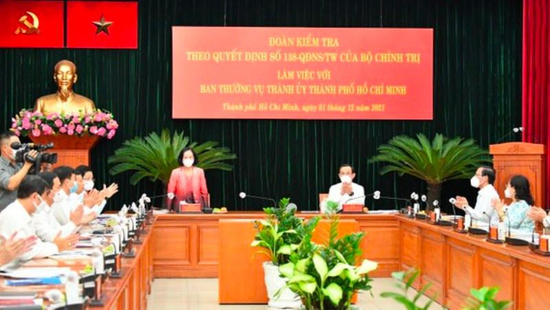 Ủy viên Bộ Chính trị, Bí thư Trung ương Đảng, Trưởng Ban Tổ chức Trung ương Trương Thị Mai phát biểu tại buổi kiểm tra Ủy viên Bộ Chính trị, Bí thư Trung ương Đảng, Trưởng Ban Tổ chức Trung ương Trương Thị Mai phát biểu tại buổi kiểm tra