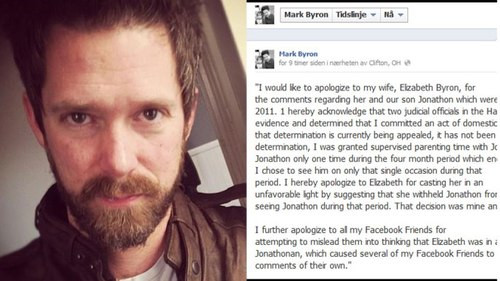 Phải trải qua một vụ ly hôn không mấy êm thấm, Mark Bryon, sống tại Mỹ, có không ít tranh cãi với vợ cũ. Anh đã viết trên Facebook rằng: 