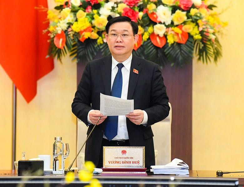 Chủ tịch Quốc hội Vương Đình Huệ phát biểu tại phiên họp thứ 6 của Uỷ ban Thường vụ