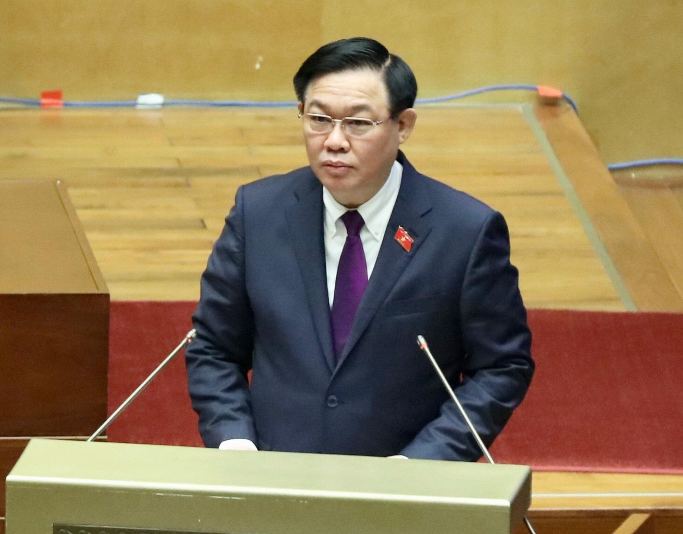 Chủ tịch Quốc hội Vương Đình Huệ phát biểu tại phiên khai mạc kỳ họp bất thường. Ảnh Như Ý Chủ tịch Quốc hội Vương Đình Huệ phát biểu tại phiên khai mạc kỳ họp bất thường. Ảnh Như Ý