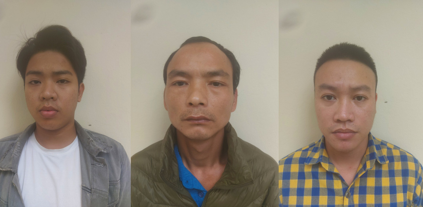 Ba đối tượng tại cơ quan công an.