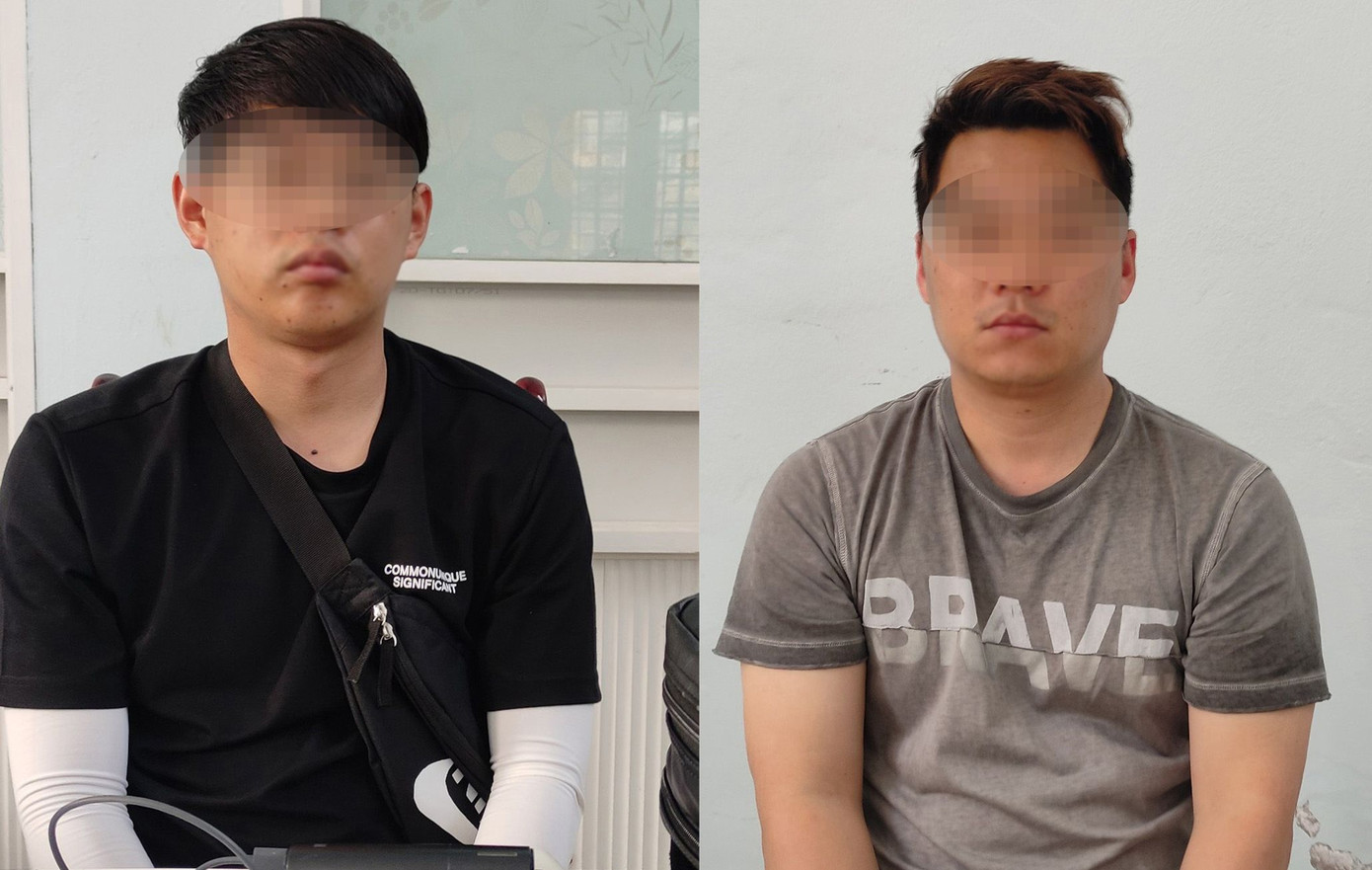 Hai đối tượng tại cơ quan công an.