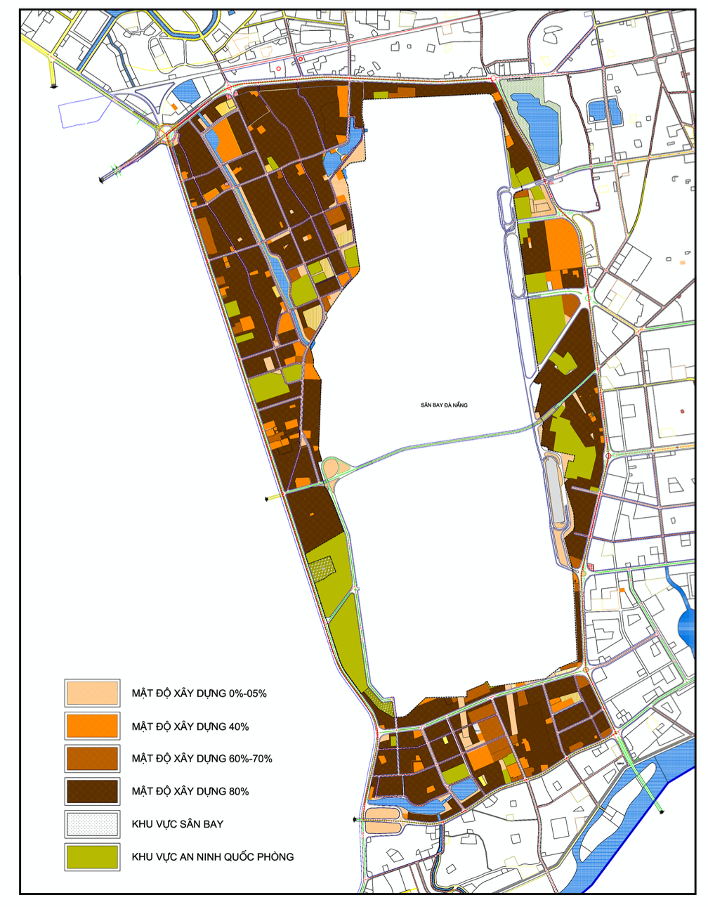 Sơ đồ mật độ xây dựng tại phân khu sân bay.