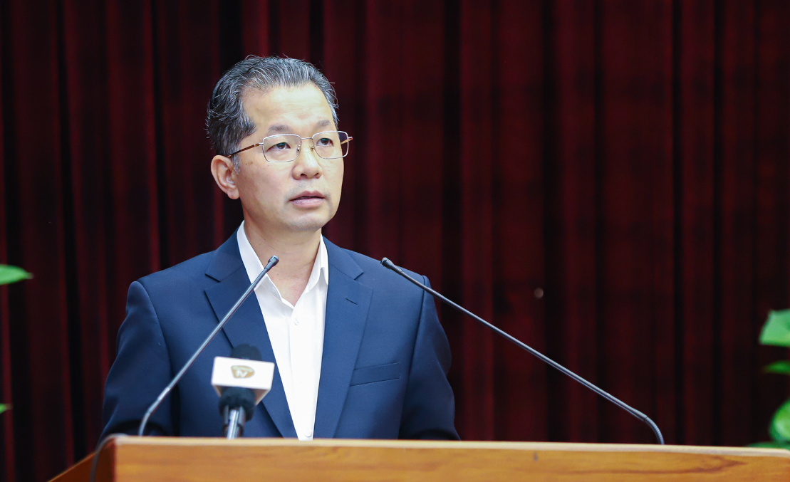 Ông Nguyễn Văn Quảng, Bí thư Đà Nẵng phát biểu tại hội nghị. Ảnh: BĐN