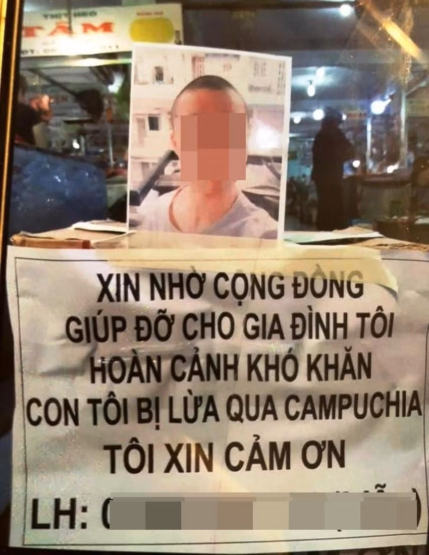 Hình ảnh gia đình một nạn nhân lên mạng cầu cứu vì người thân bị lừa đưa qua Campuchia.