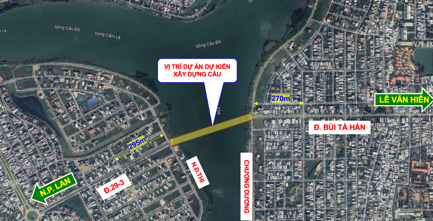 Vị trí được đề xuất xây dựng cầu.