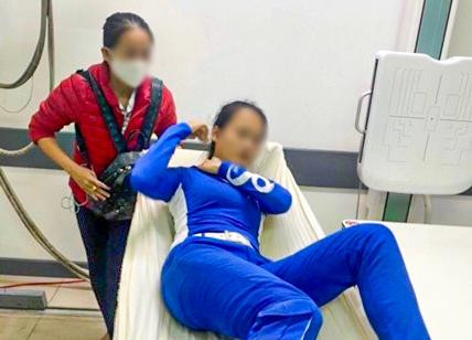 Hình ảnh chị L. sau khi bị ông D. đánh phải vào viện kiểm tra.