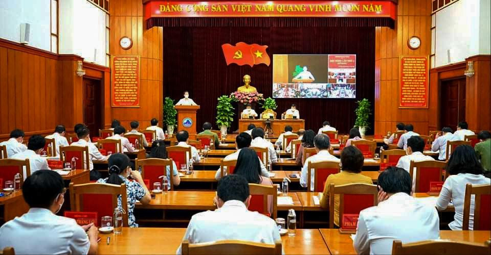 Quang cảnh hội nghị trực tuyến Ban Chấp hành Đảng bộ TP Đà Nẵng khóa XXII lần thứ 4.