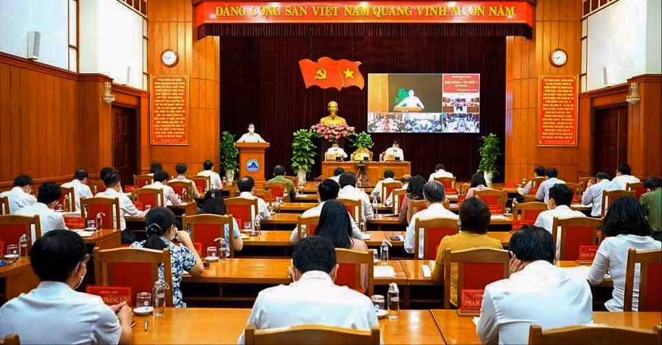 Quang cảnh hội nghị trực tuyến Ban Chấp hành Đảng bộ TP Đà Nẵng khóa XXII lần thứ 4.