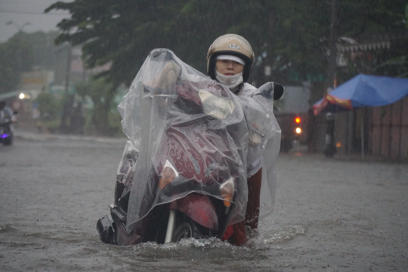 Nhiều tuyến đường ngập sâu, xe máy chết máy người dân phải đẩy xe trong mưa lớn. Nhiều tuyến đường ngập sâu, xe máy chết máy người dân phải đẩy xe trong mưa lớn.
