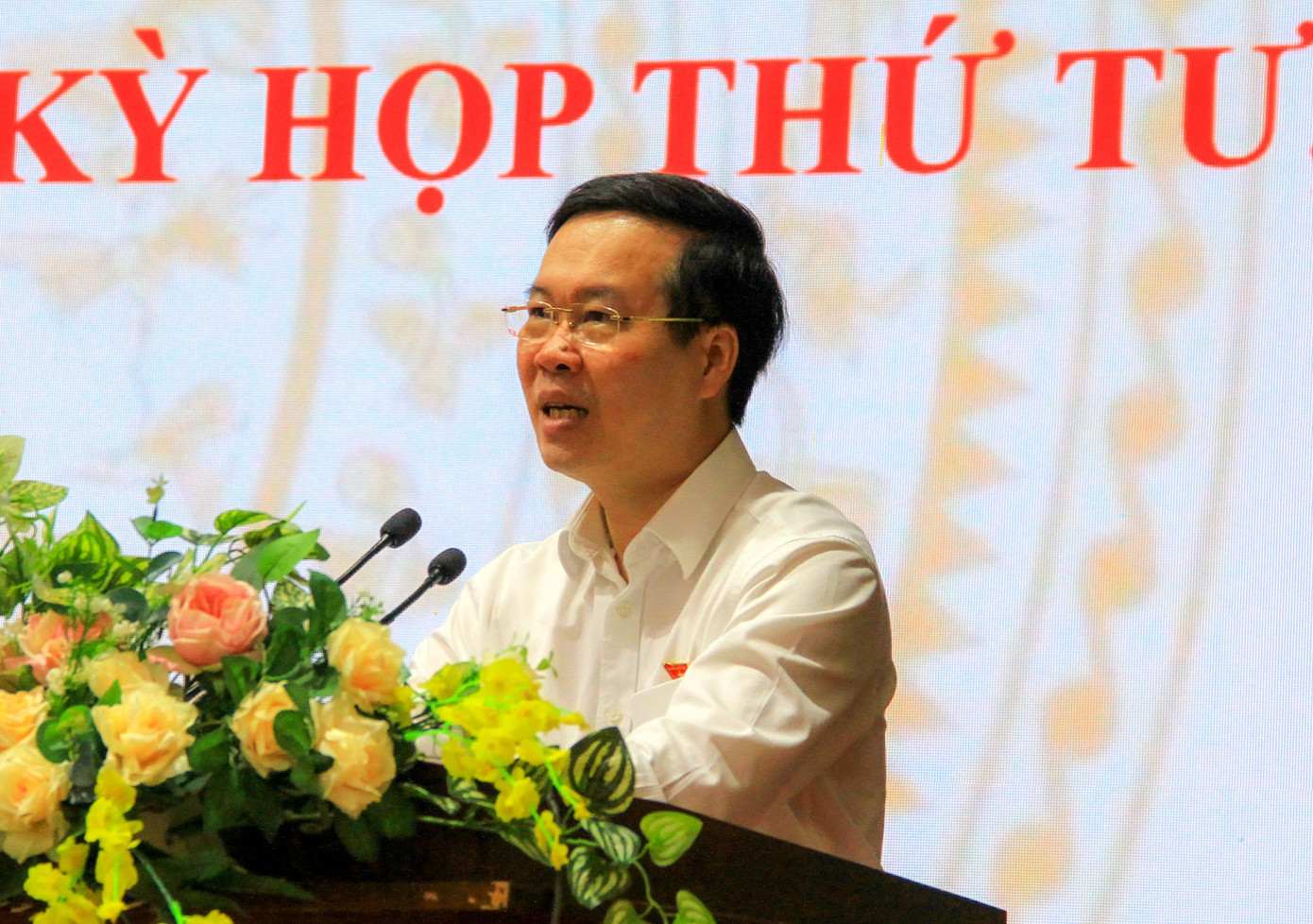 Thường trực Ban Bí thư Võ Văn Thưởng phát biểu tại buổi tiếp xúc.