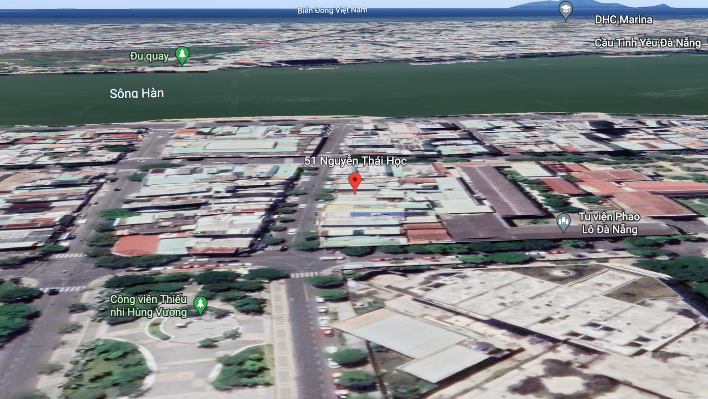 Hai tài sản nhà, đất tại 49 và 51 Nguyễn Thái Học nằm ở vị trí đắc địa. Ảnh: chụp màn hình.