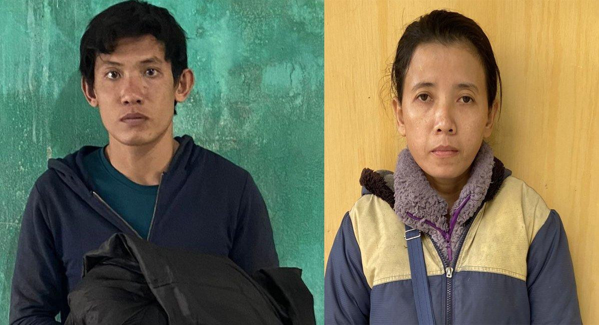 Lê Khắc Phục và vợ là Huỳnh Thị Nga tại cơ quan công an. Ảnh. G.G