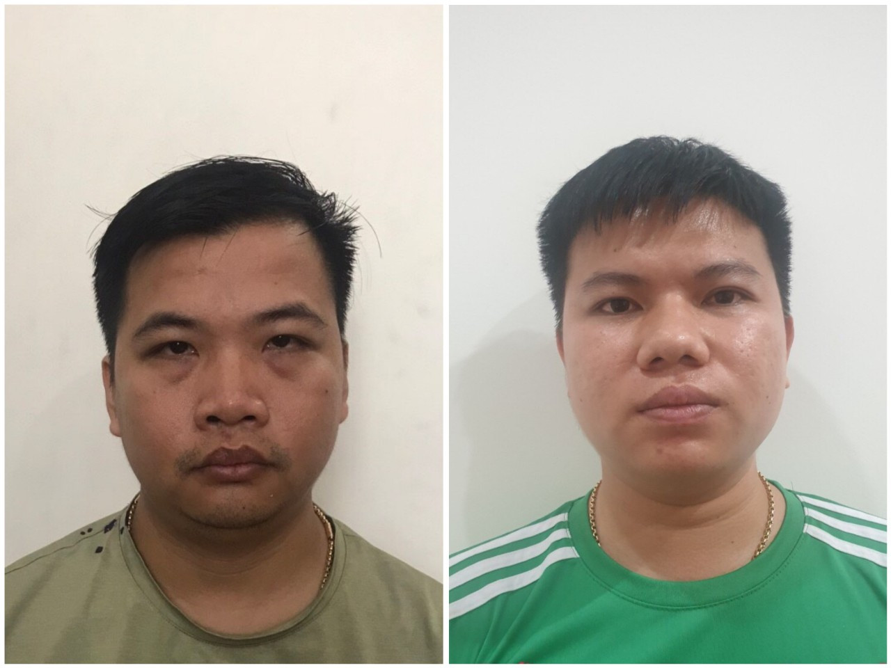 Hai đối tượng Nguyễn Văn Hiếu (trái) và Phan Văn Luân tại cơ quan công an.