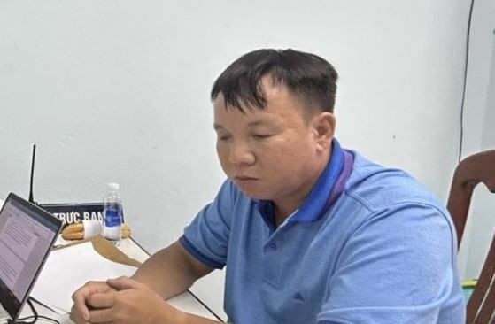 Đối tượng Trần Kim Hùng tại cơ quan Công an. Đối tượng Trần Kim Hùng tại cơ quan Công an.