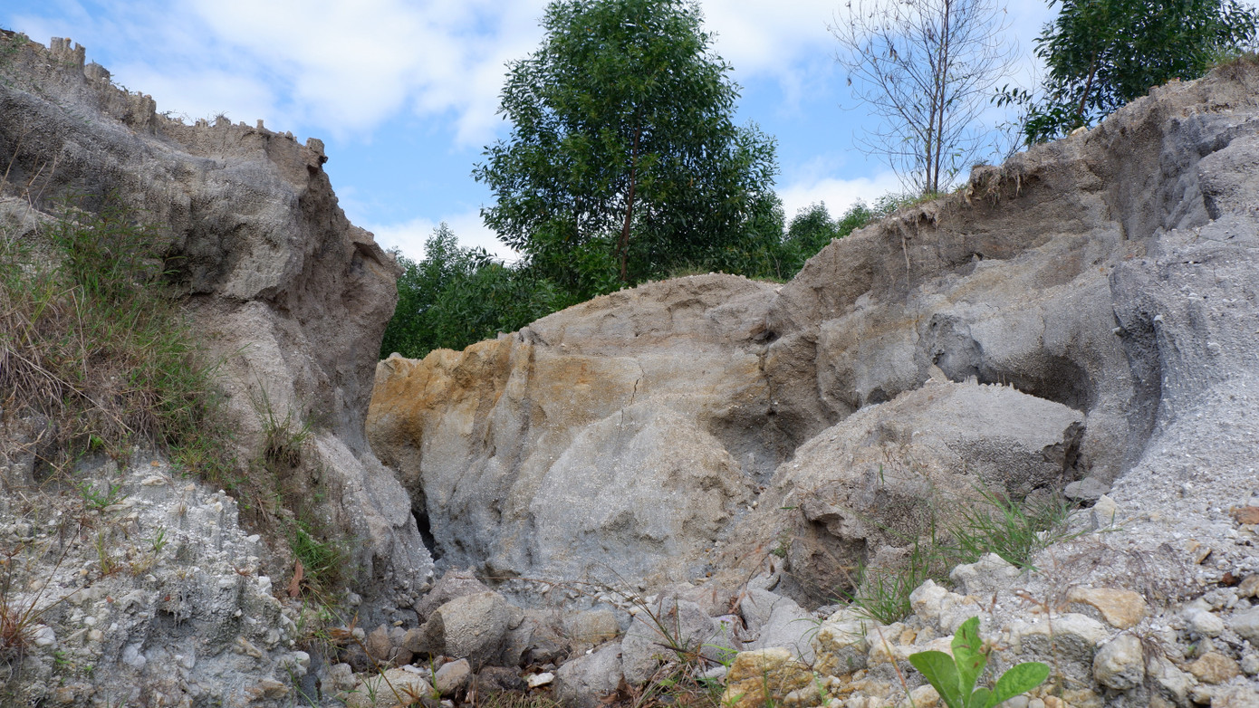 Nước từ các khu vực sườn đồi xung quanh chảy xuống gây xói lở, cuốn trôi nhiều diện tích đất tại đây.